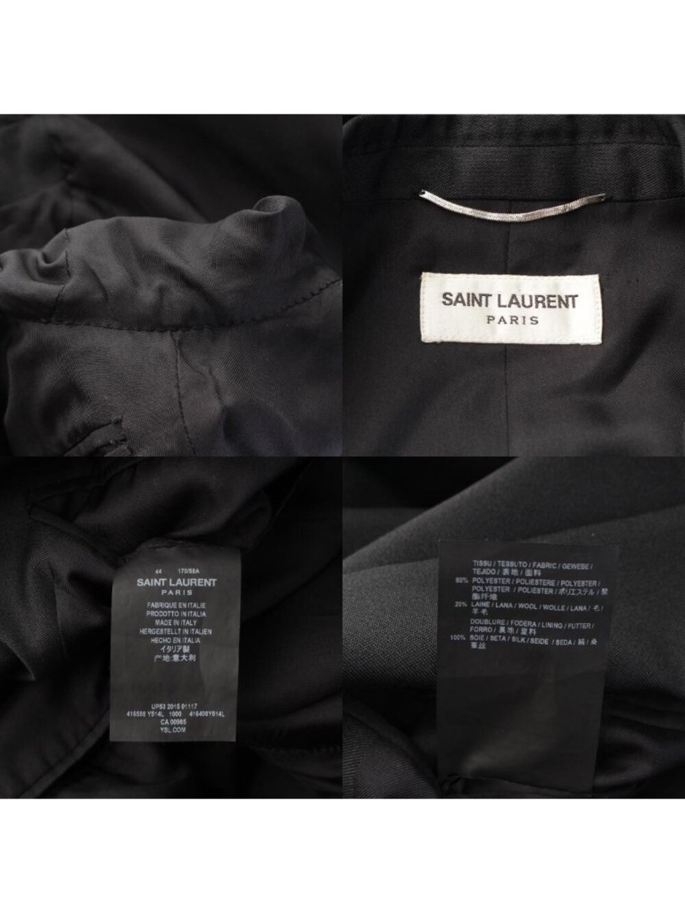Saint Laurent Edie Era Pea Coat Terra Jacket Black 44 - Picture 10 of 10